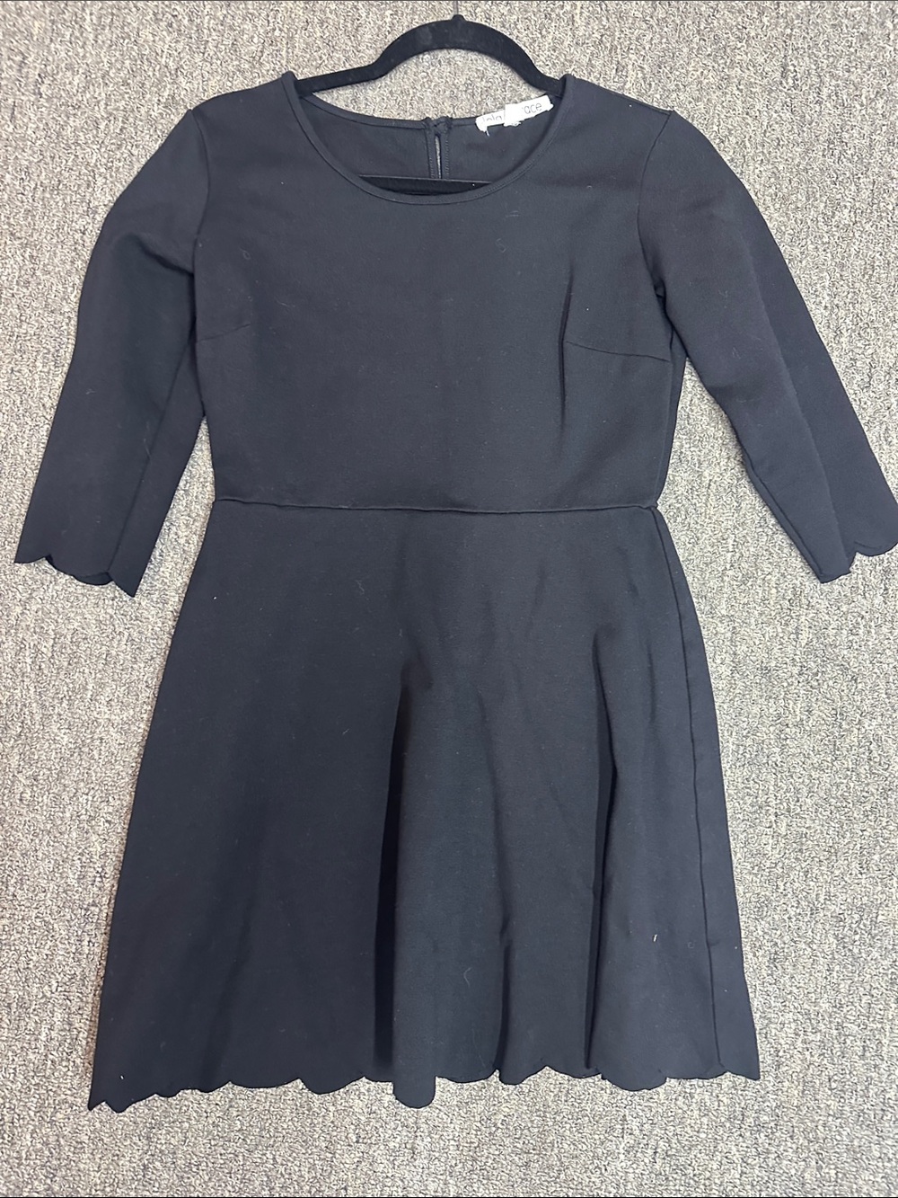 lola Black Scallop-Edge Midi Dress